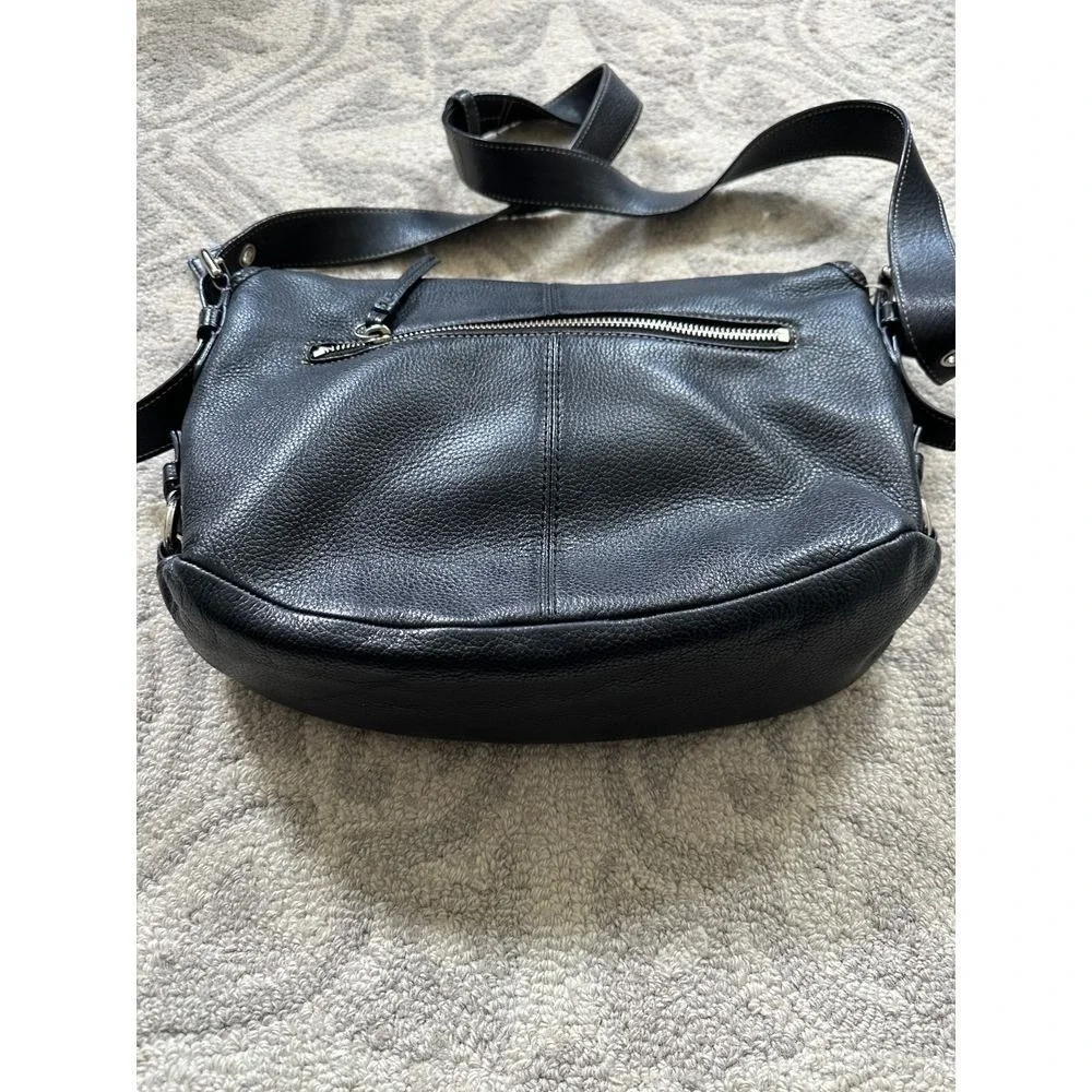 Coach Black Pebbled Leather Crossbody Turnlock Flap Messenger Silver Hardware